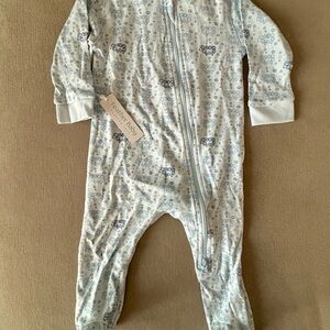 Feather Baby Blue Cloud Print Footie
